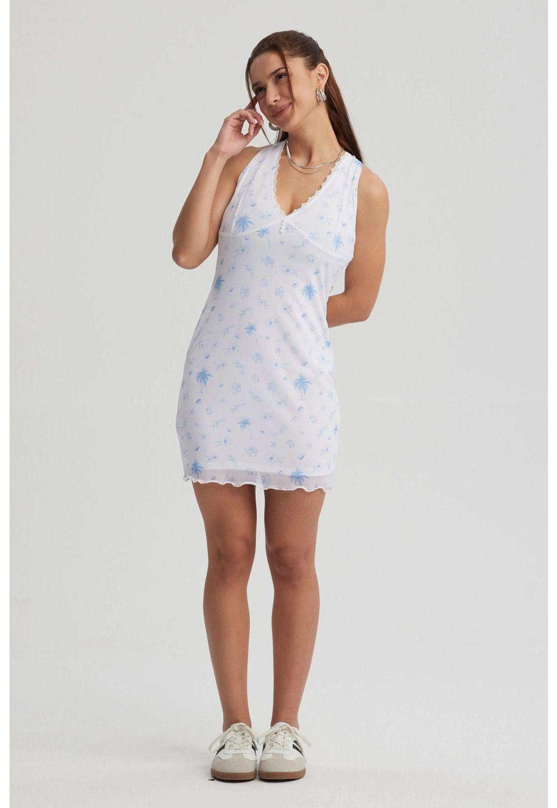 Vestido Mujer Corto Blanco - ll-1