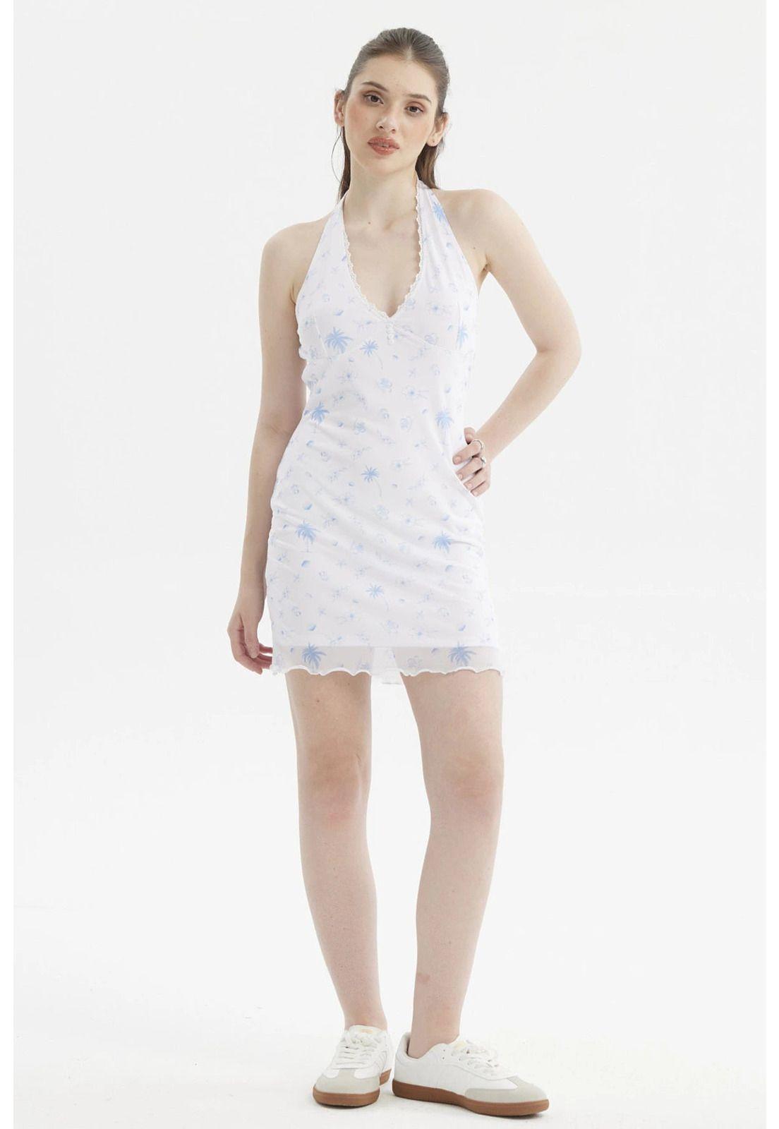 Vestido Mujer Corto Blanco - ll-6