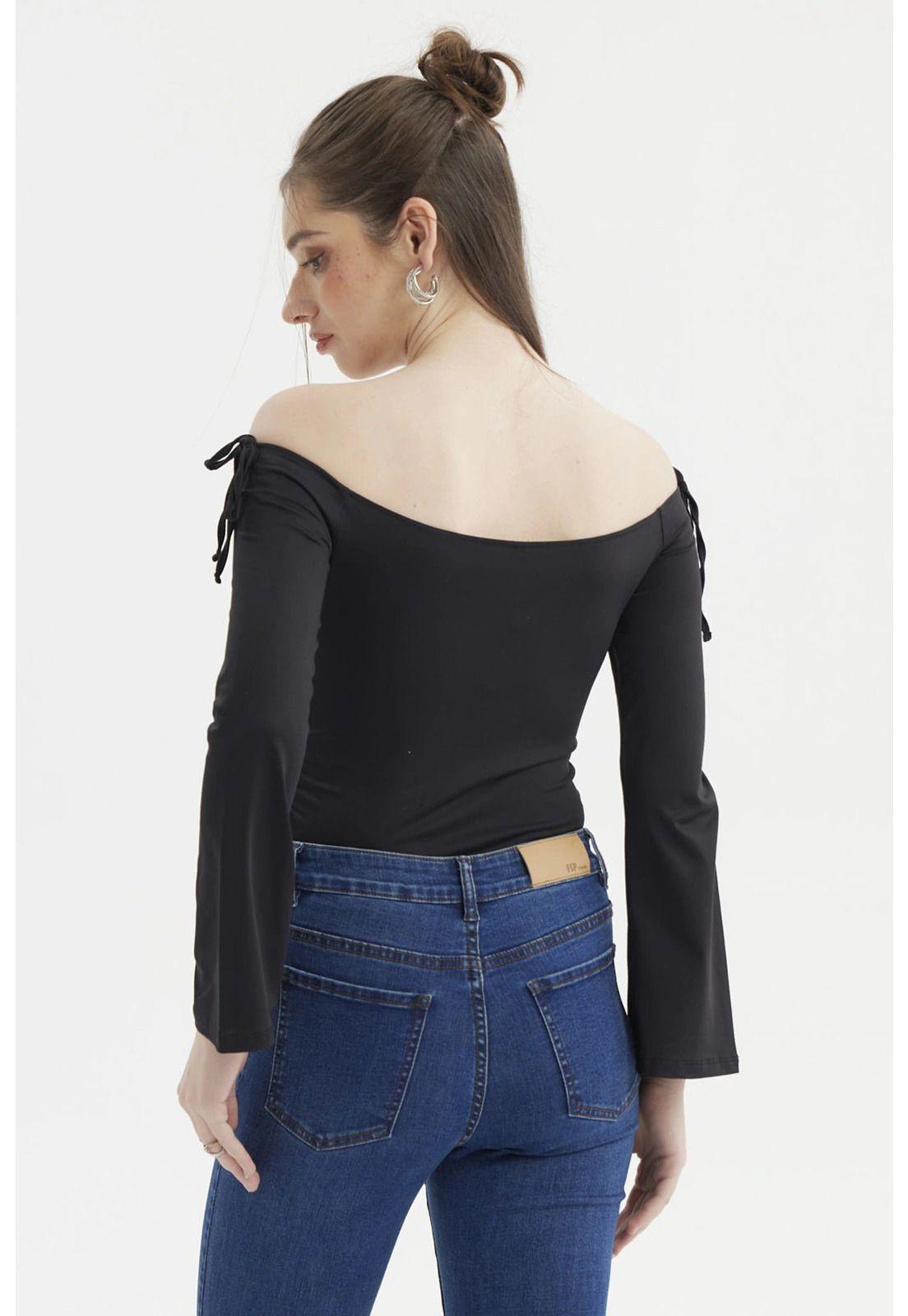 Polera Mujer Bardot Hombros Negro-2