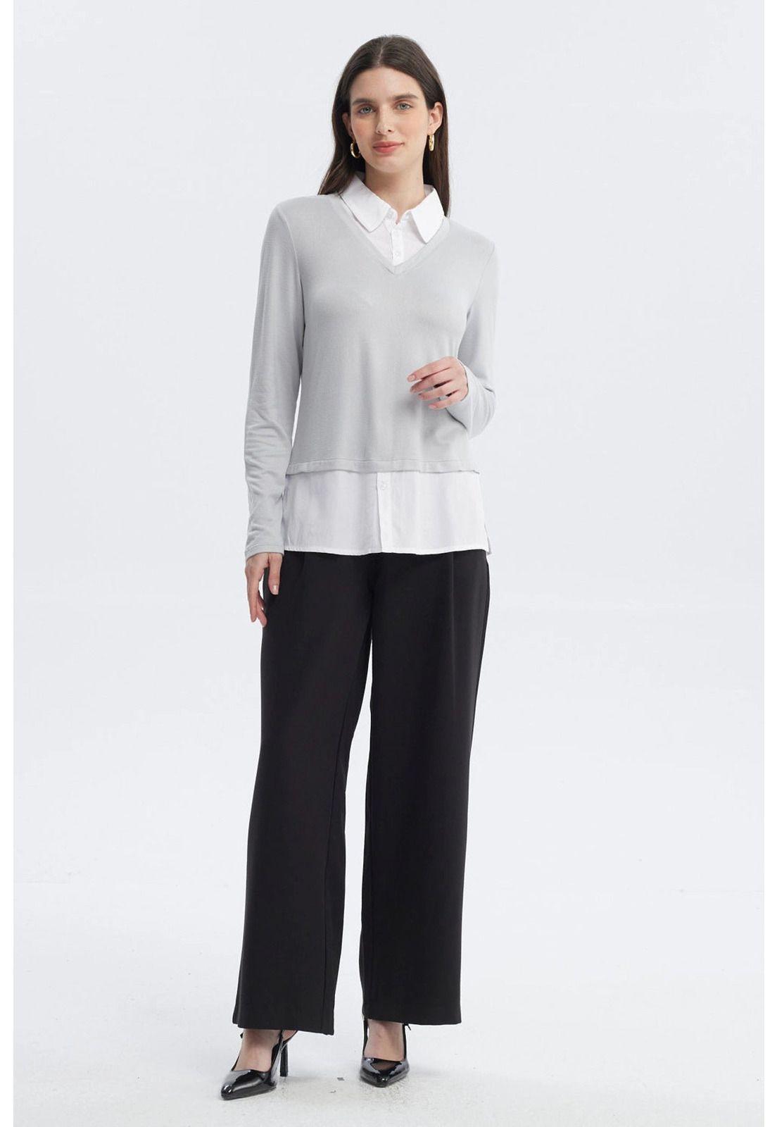 Sweater Mujer Casual Gris-3