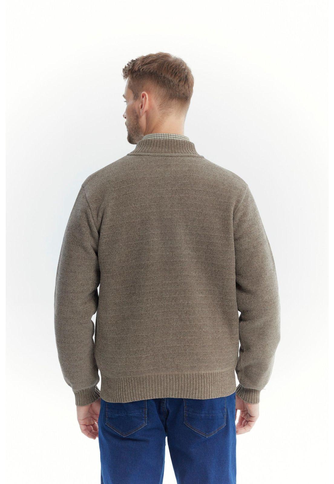Sweater Hombre Cuello Con Cierre Café - ll-2