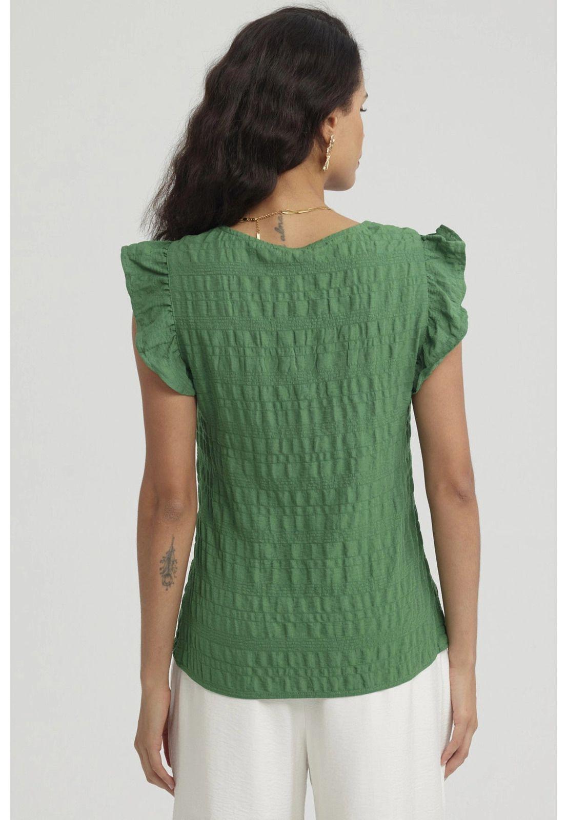 Blusa Mujer Manga Con Vuelos Verde-2