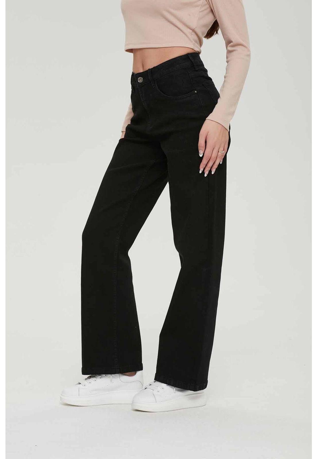 Jeans Mujer Wide Leg Wide Leg Negro-1
