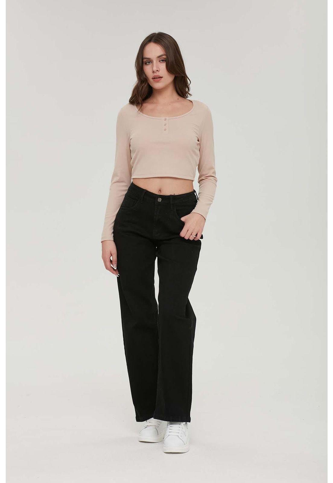 Jeans Mujer Wide Leg Wide Leg Negro-3