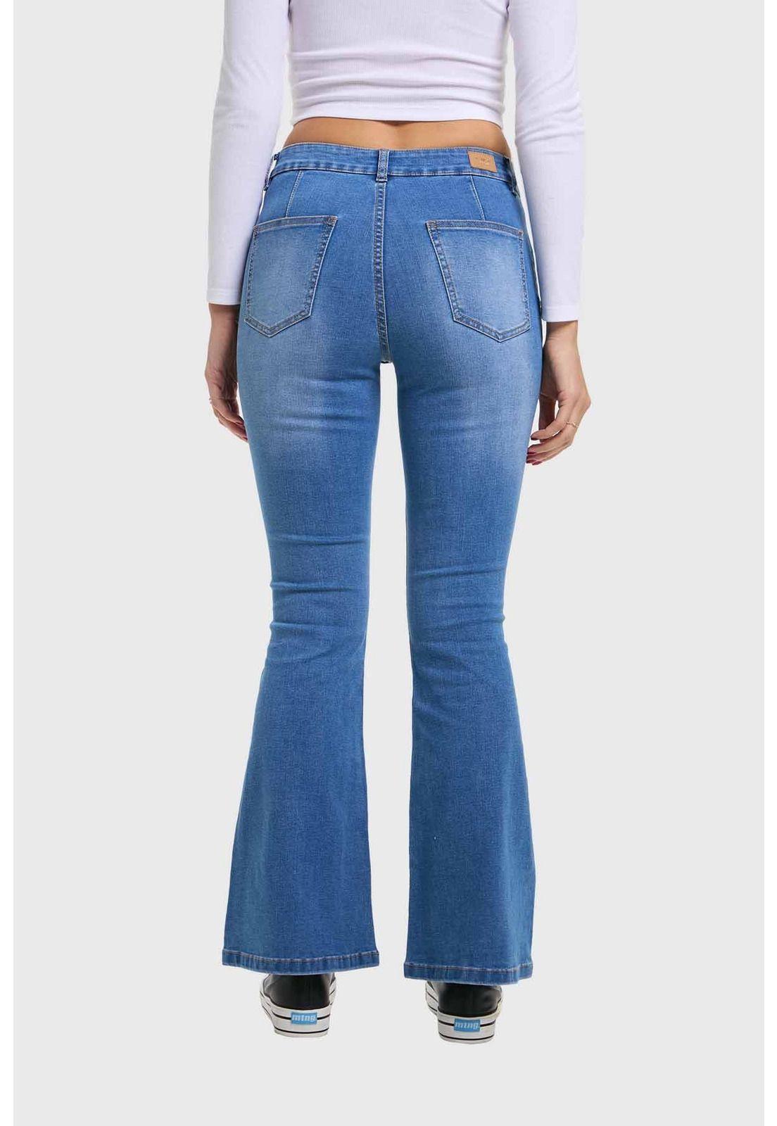 Jeans Mujer Flare Ajuste Cintura Azul-2