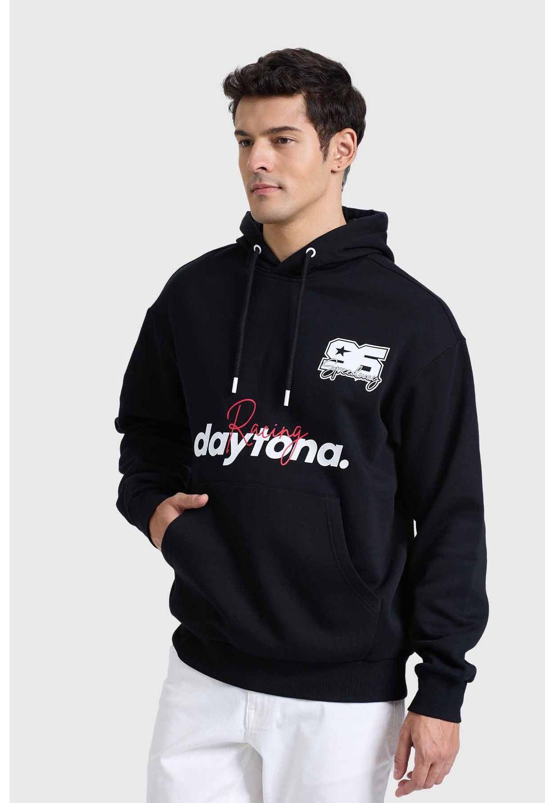 Polerón Hombre Hoodie Racing Negro-1