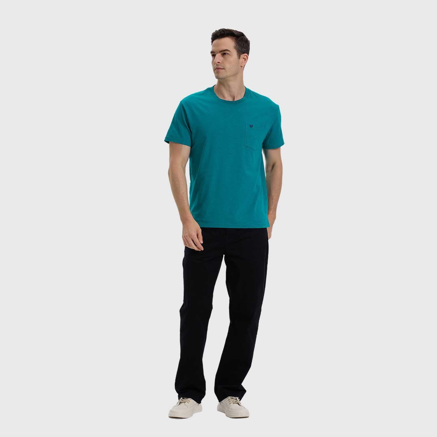 Polera Hombre Con Bolsillo Turquesa-3