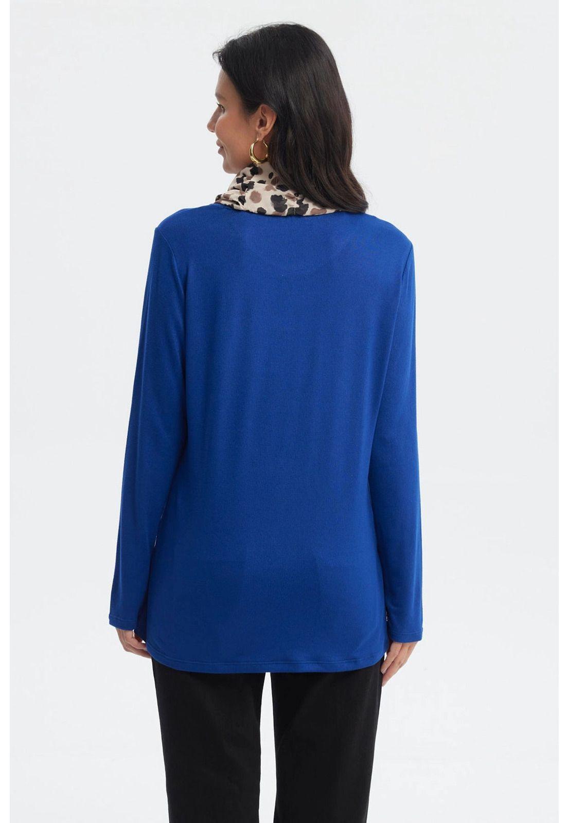 Sweater Mujer Cuello Alto Azul-2