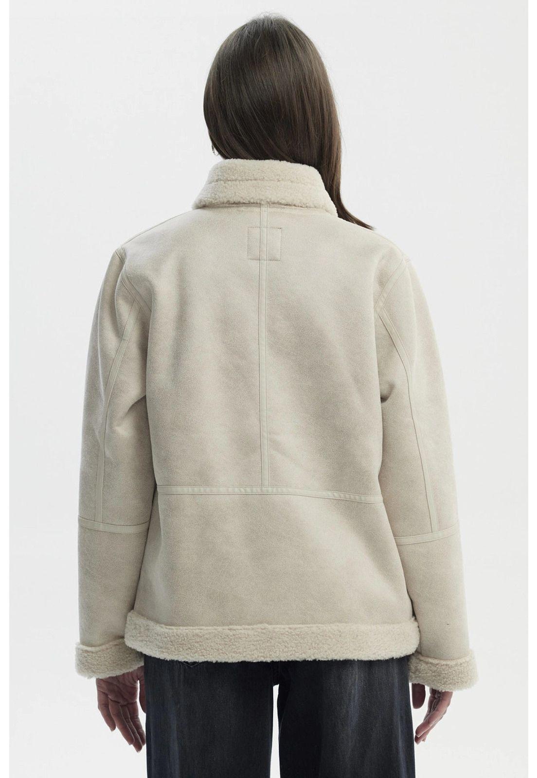 Chaqueta Mujer Slim Cuello Camisero Beige-2