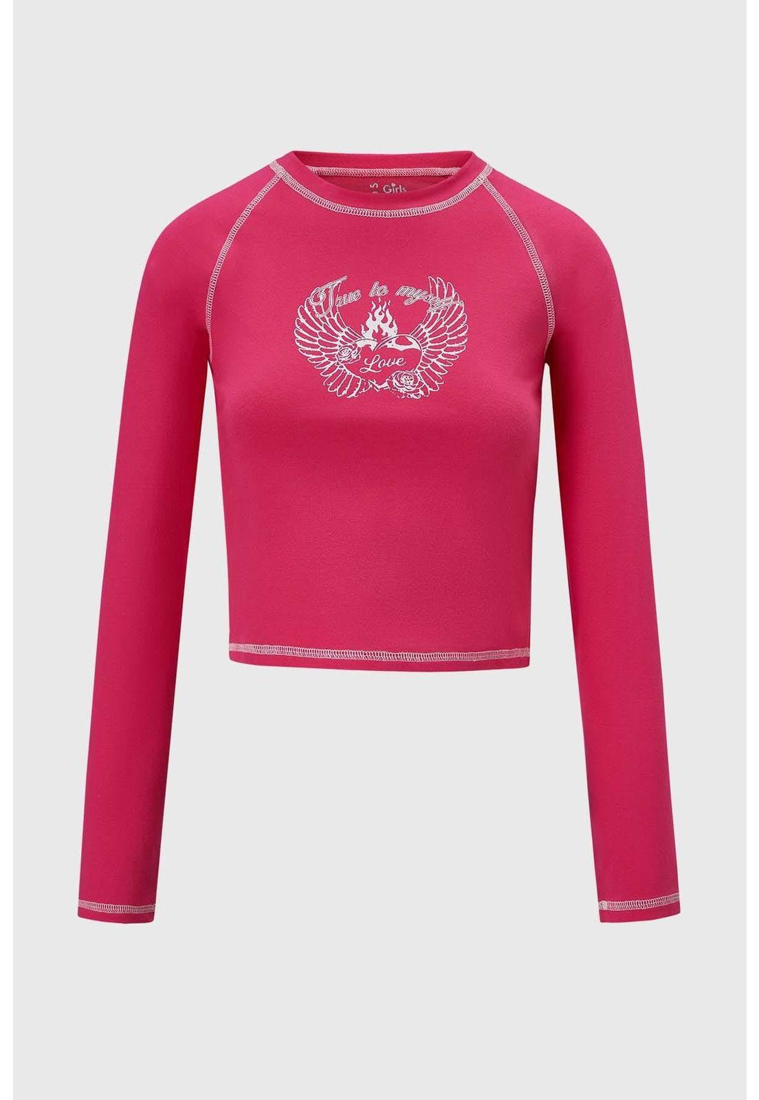 Polera Niña Estampado Fucsia-0