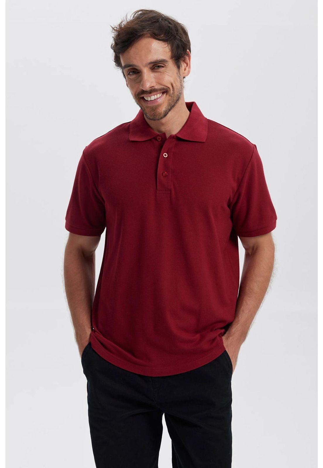Polera Hombre Piqué Básica Lisa Burdeo - ll-0