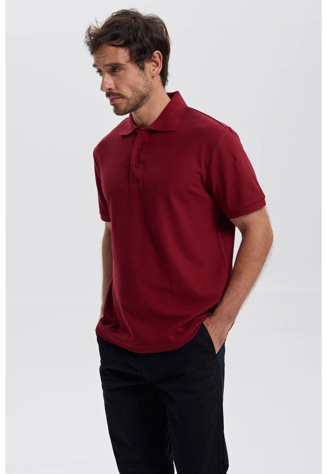 Polera Hombre Piqué Básica Lisa Burdeo - ll-1