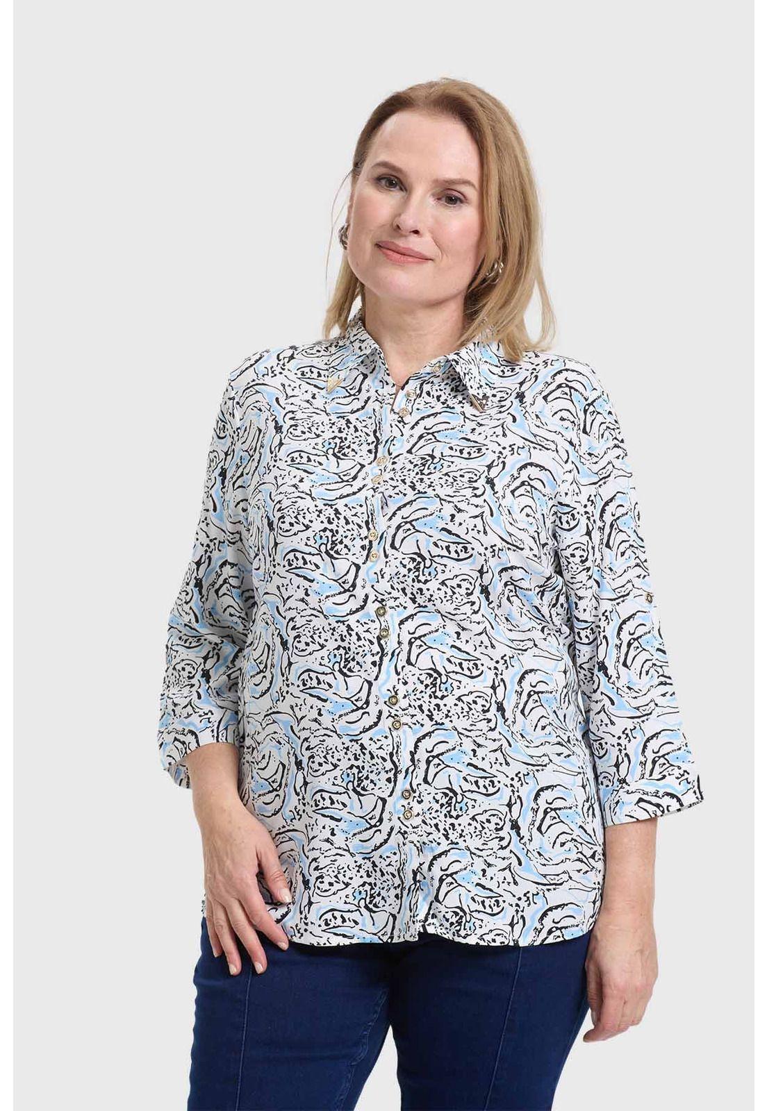 Blusa Mujer Abotonada Roll Up Blanco-0