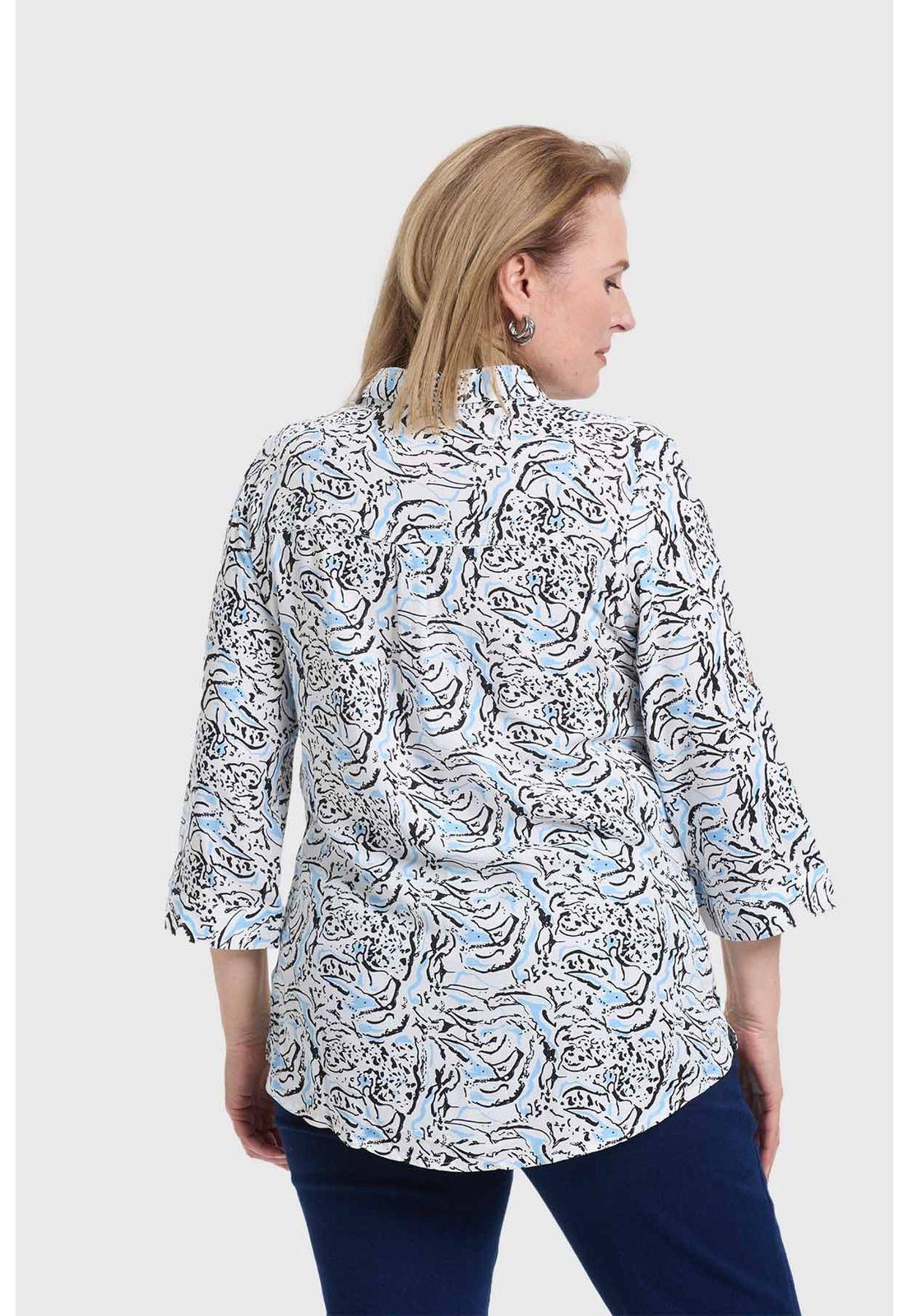 Blusa Mujer Abotonada Roll Up Blanco-2