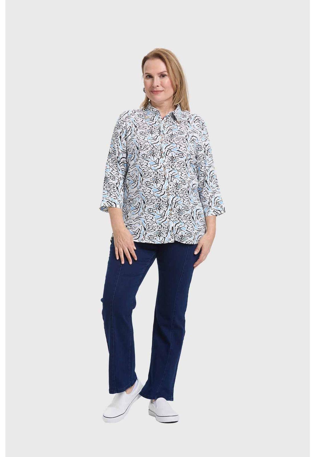 Blusa Mujer Abotonada Roll Up Blanco-3