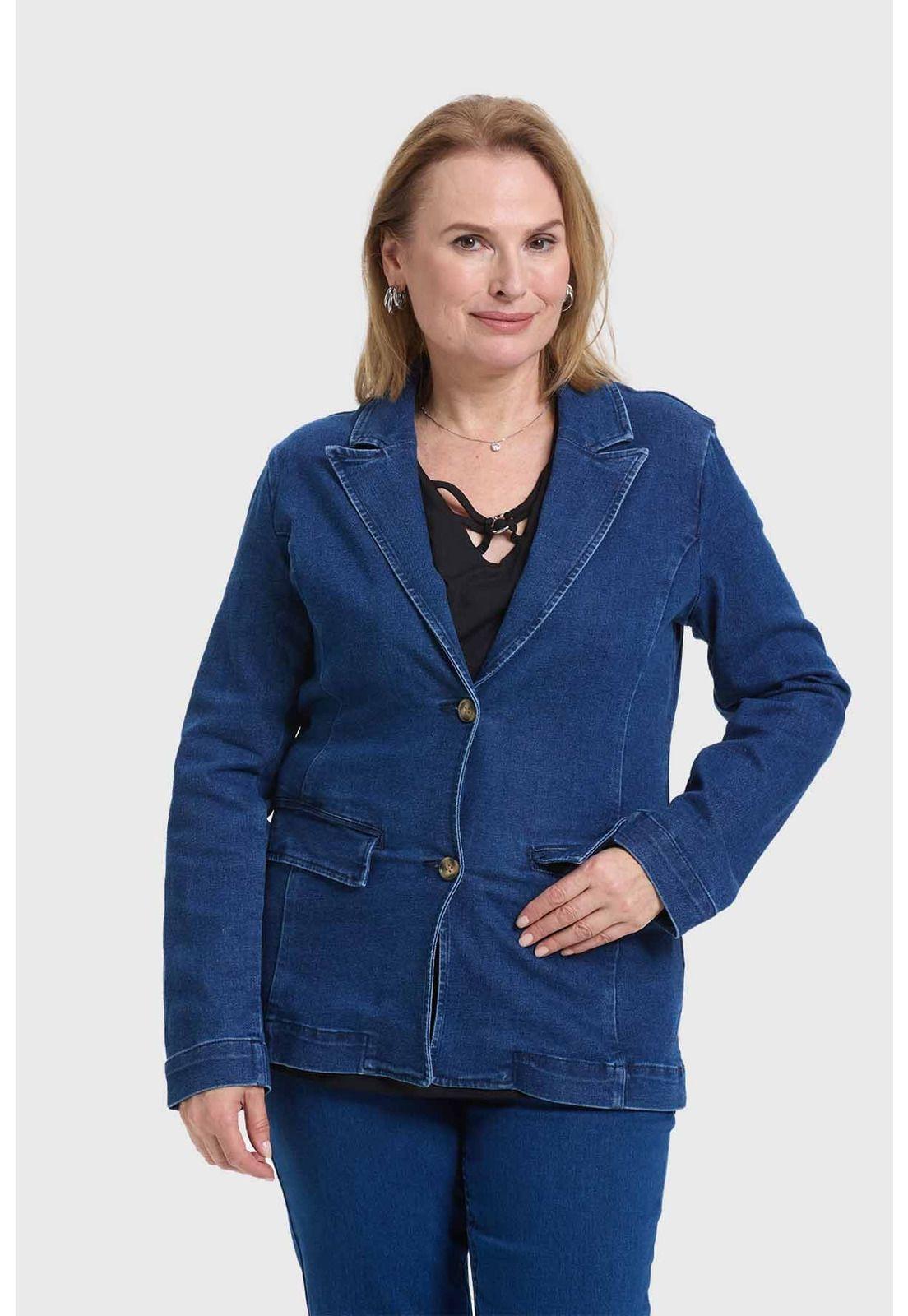 Blazer Mujer Abotonado Azul-0