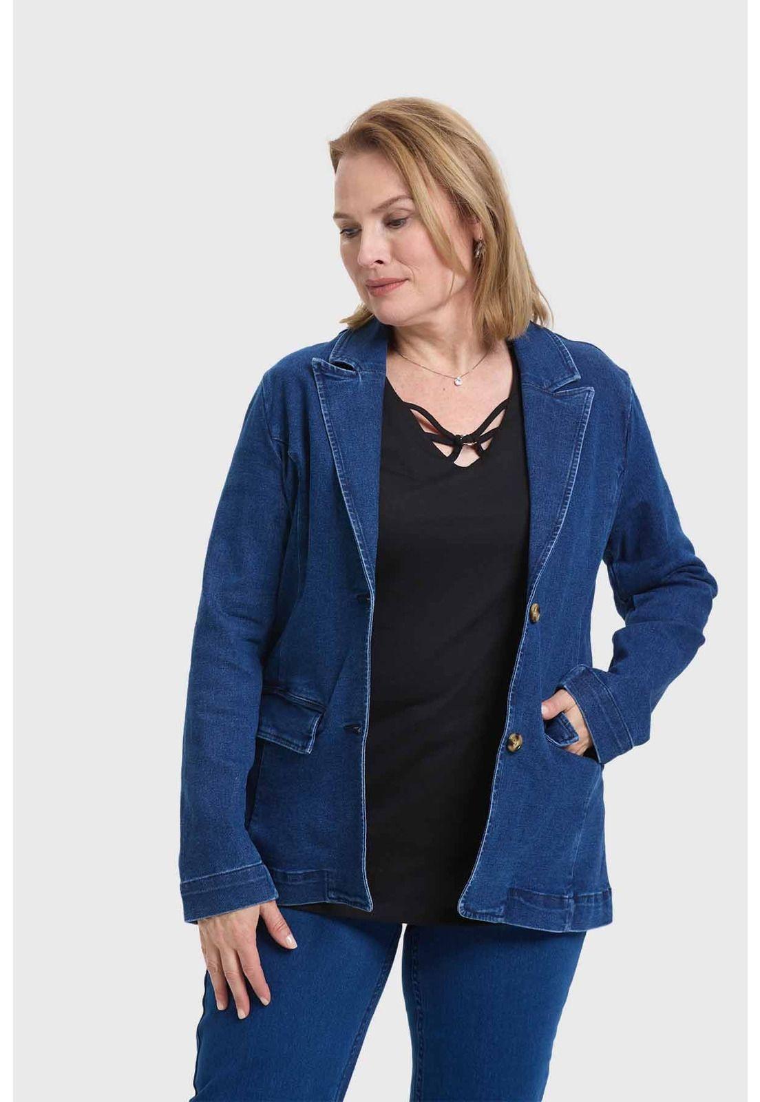 Blazer Mujer Abotonado Azul-1