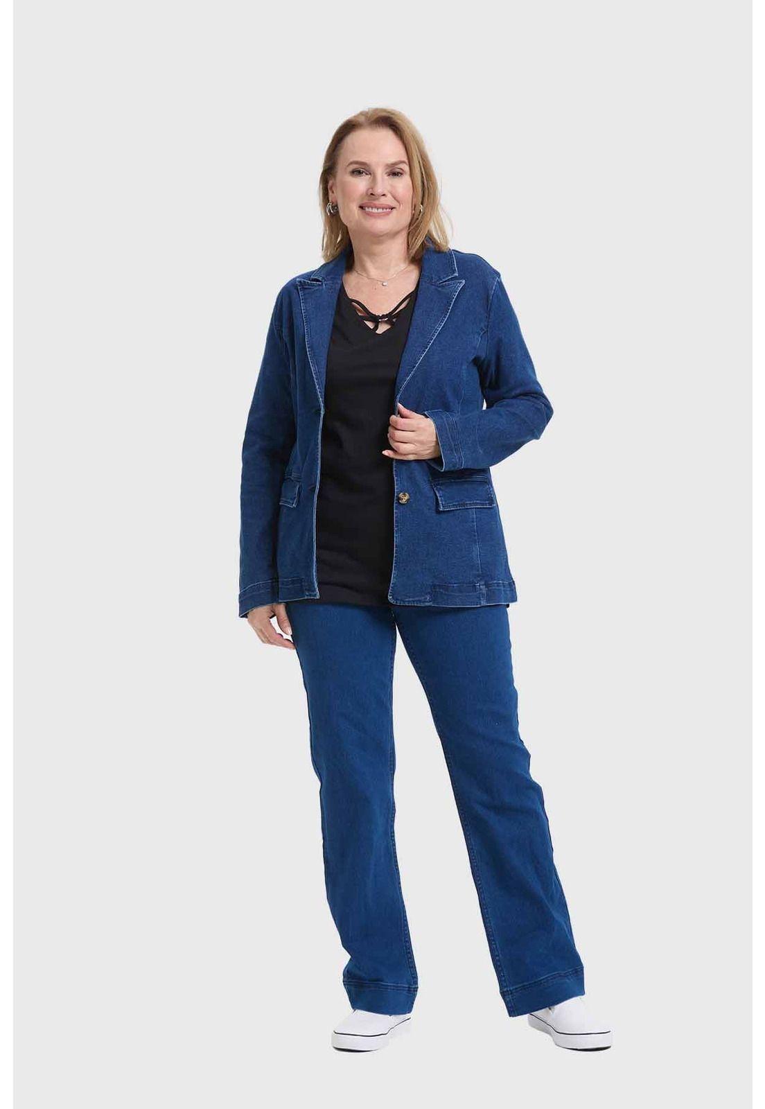 Blazer Mujer Abotonado Azul-3