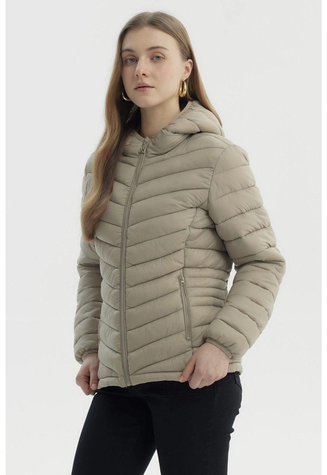Parka Mujer Corta Plummy Cortes Beige-1