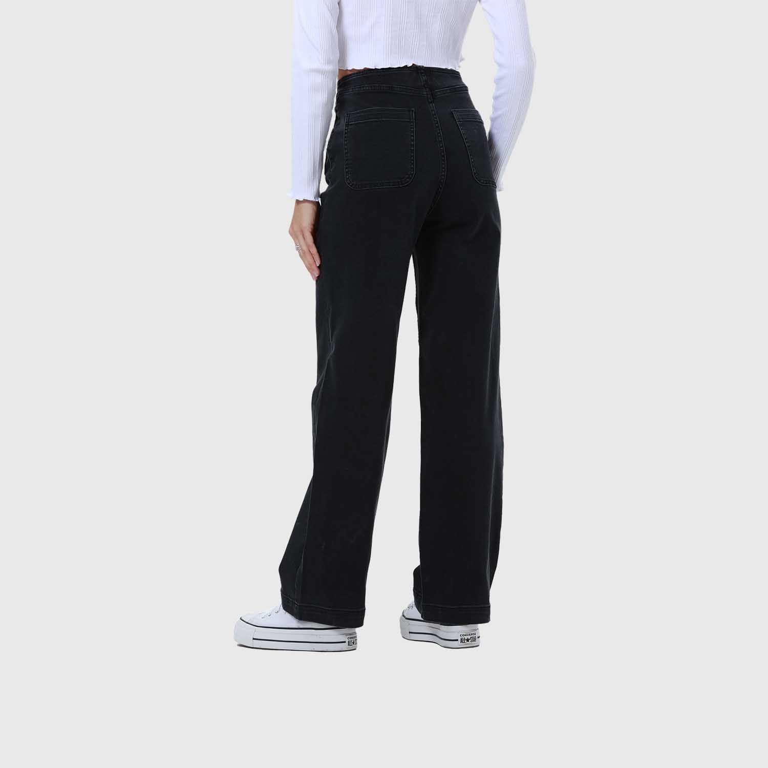 Jeans Mujer Lavado Calce Recto Negro-2