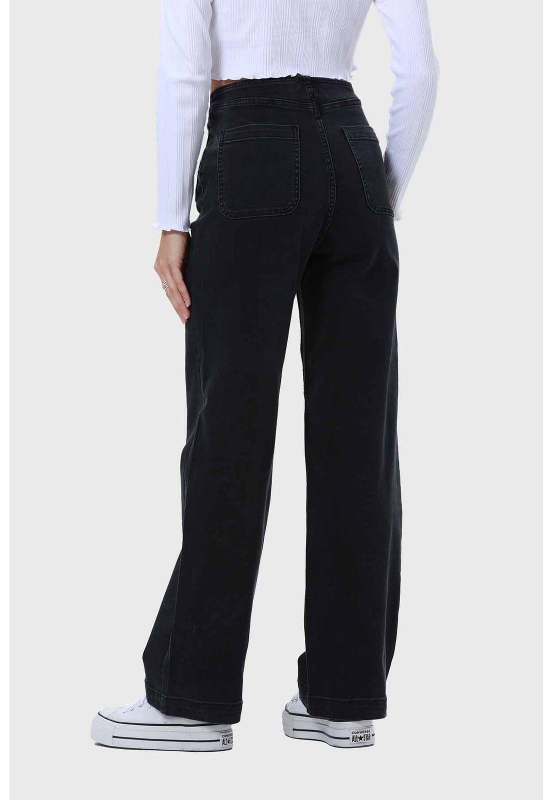 Jeans Mujer Lavado Calce Recto Negro-2