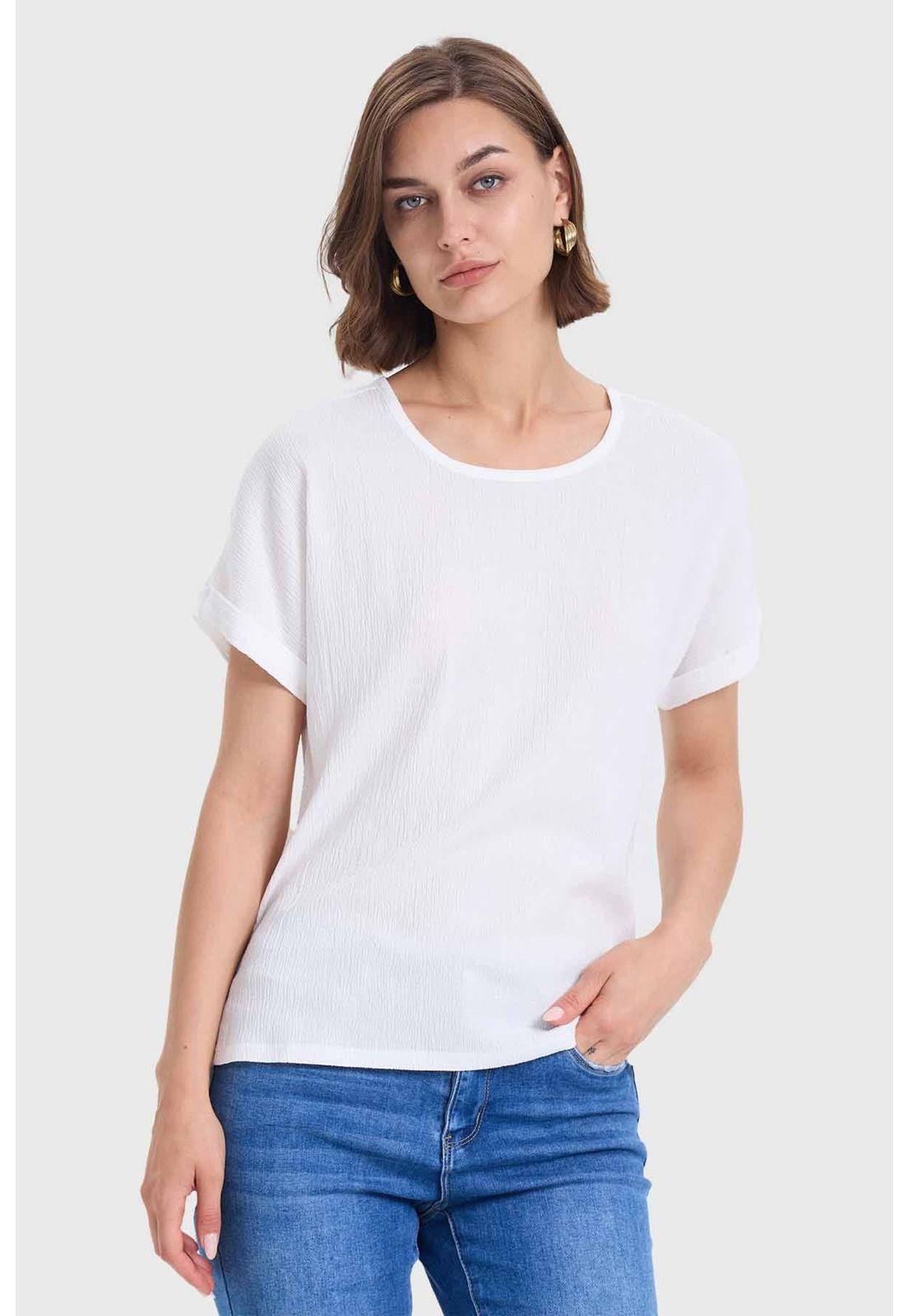 Polera Mujer Dobladillo En Manga Crudo-0