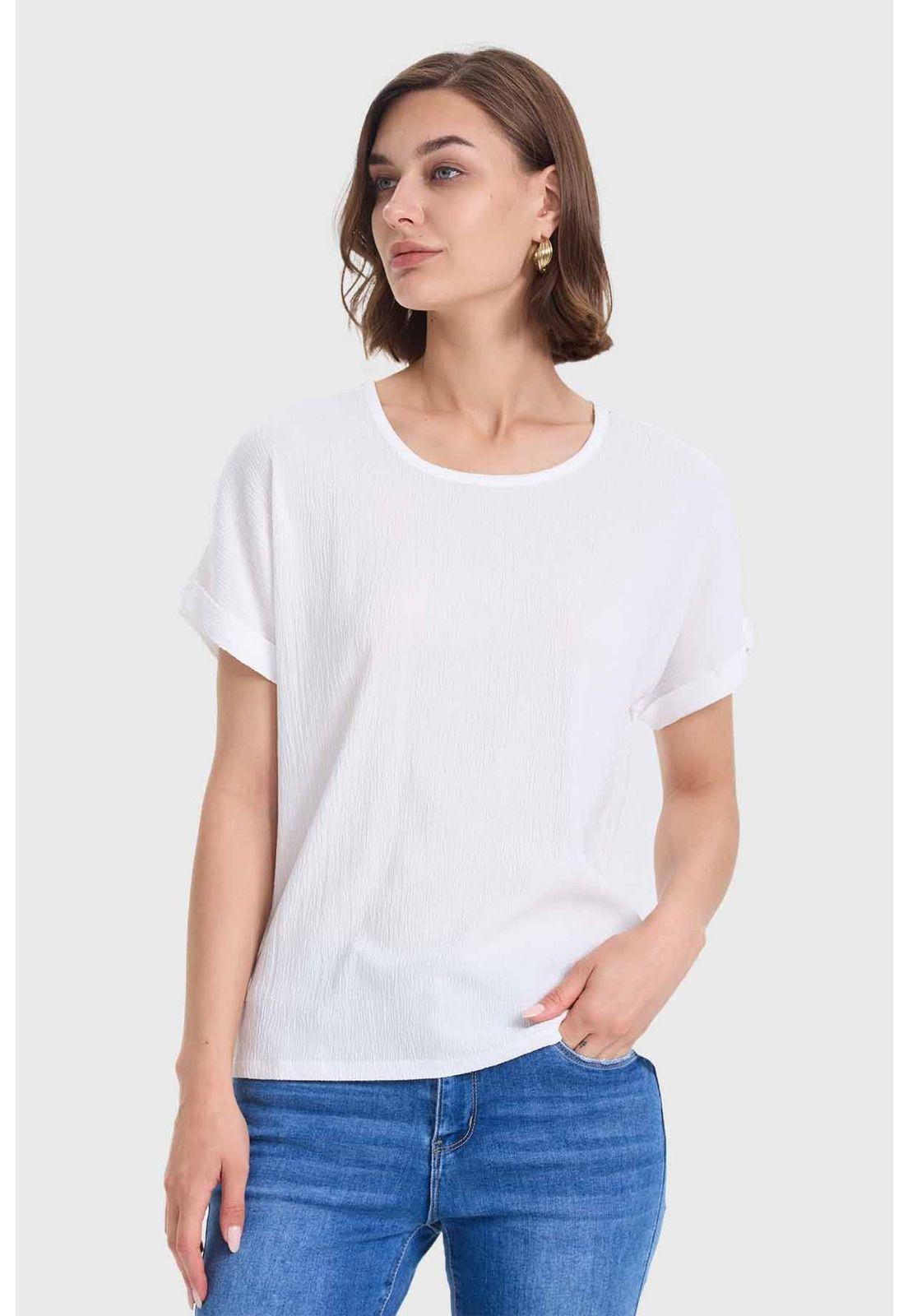 Polera Mujer Dobladillo En Manga Crudo-1