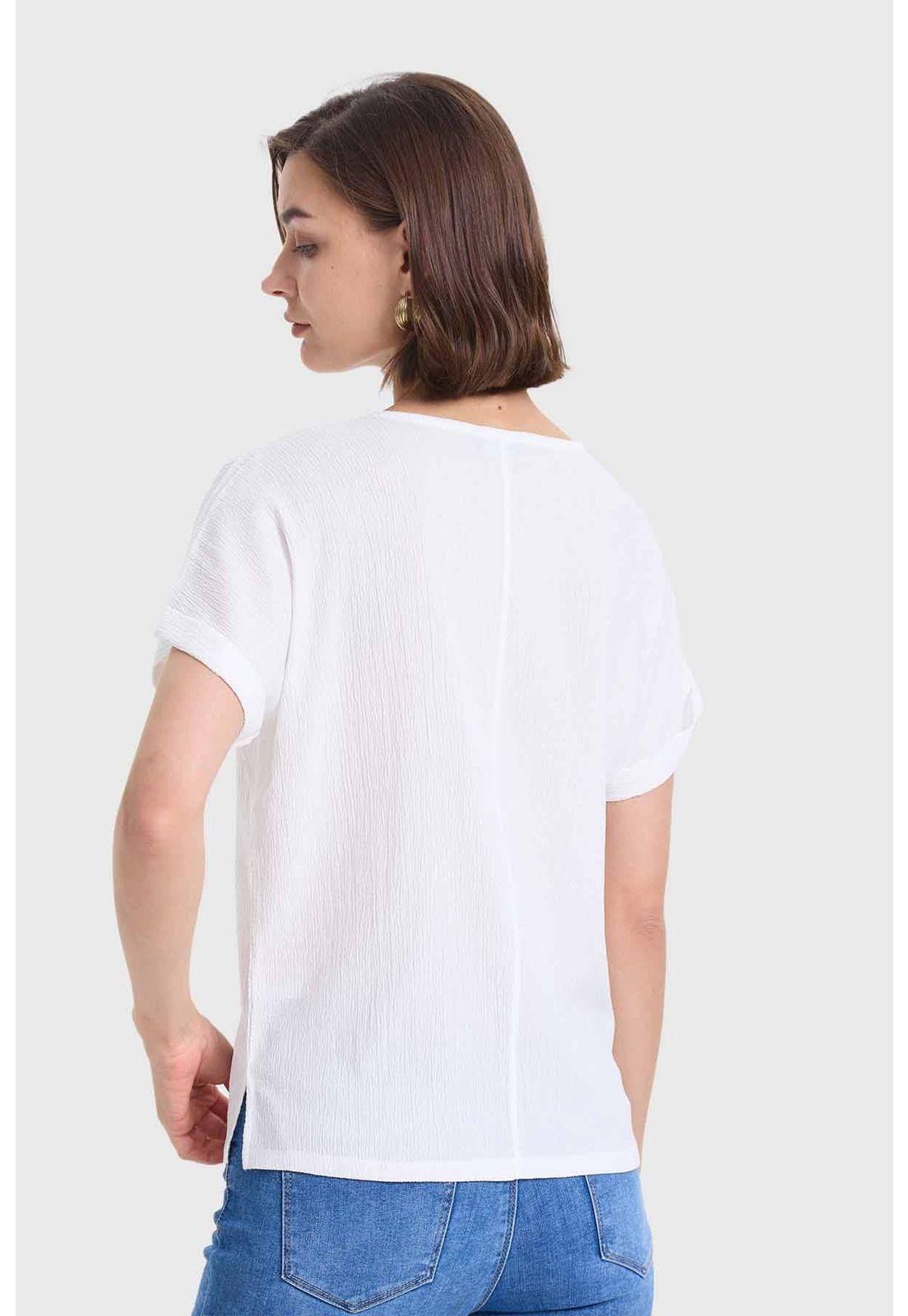 Polera Mujer Dobladillo En Manga Crudo-2