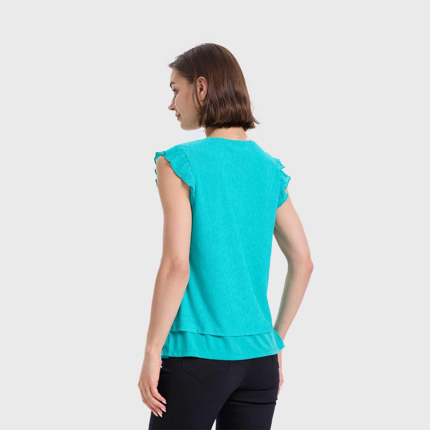 Polera Mujer Doble Capa Y Pinza Turquesa Fashions Park-2