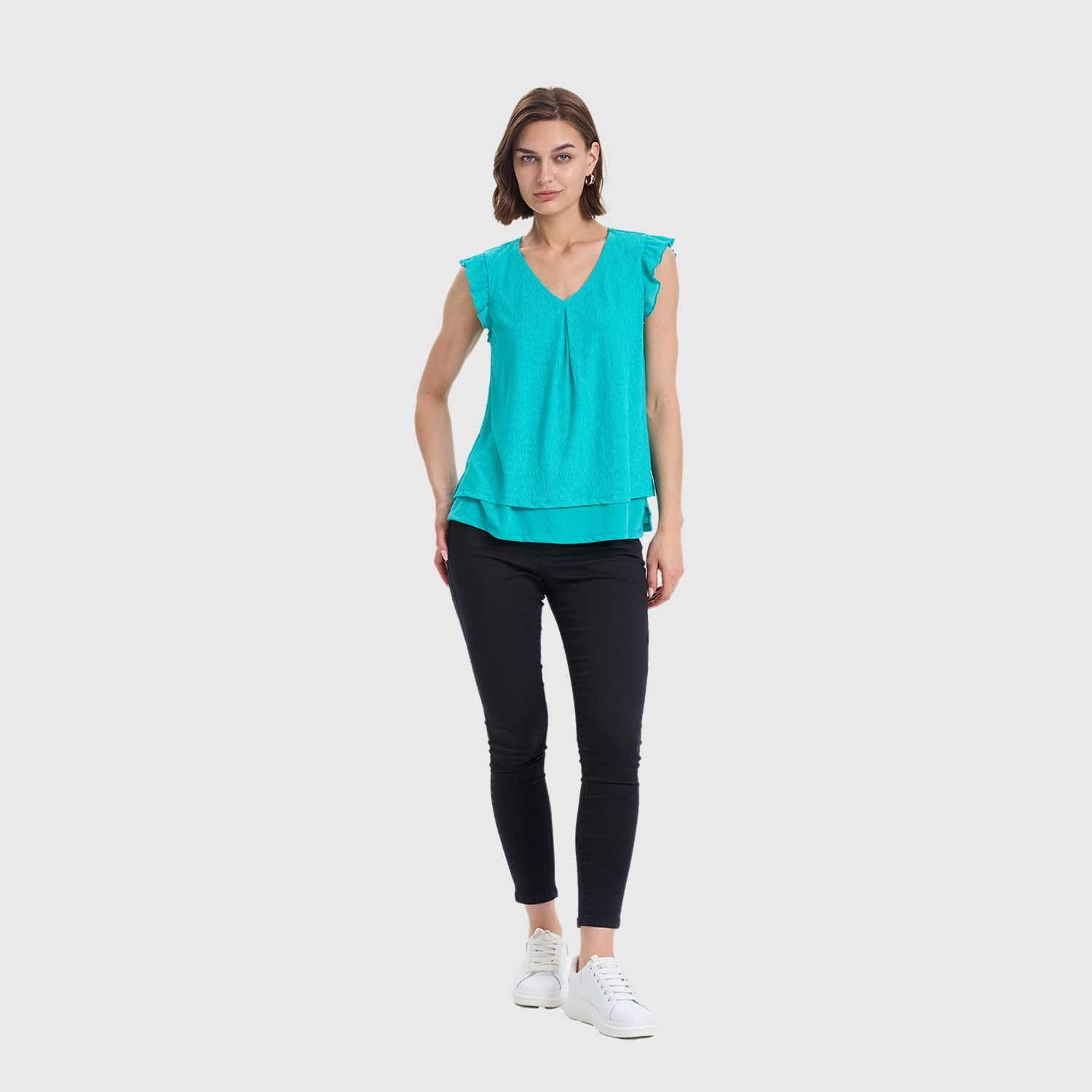 Polera Mujer Doble Capa Y Pinza Turquesa Fashions Park-3