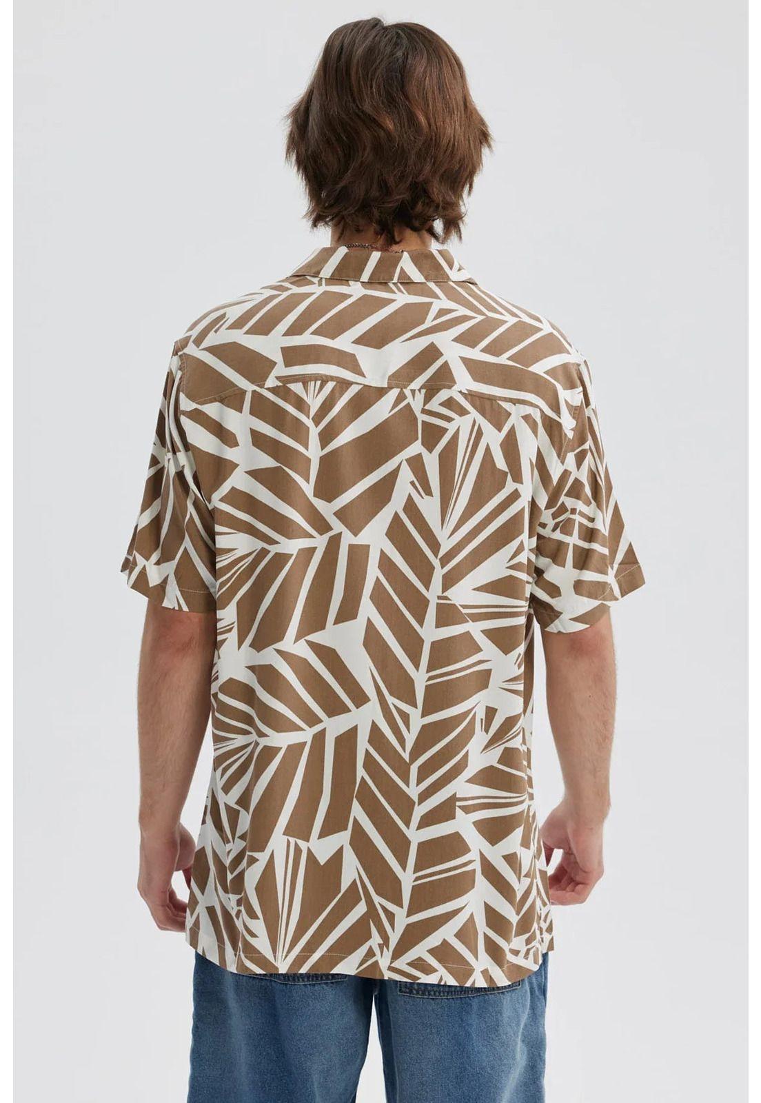 Camisa Hombre Full Print Beige - ll-2