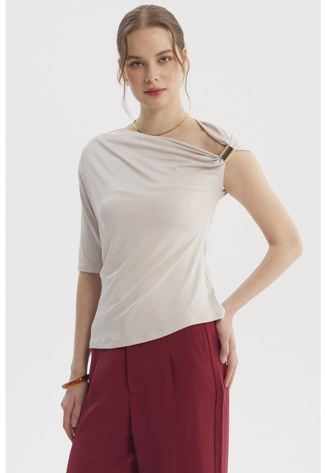 Polera Mujer Asimétrico Arena-1