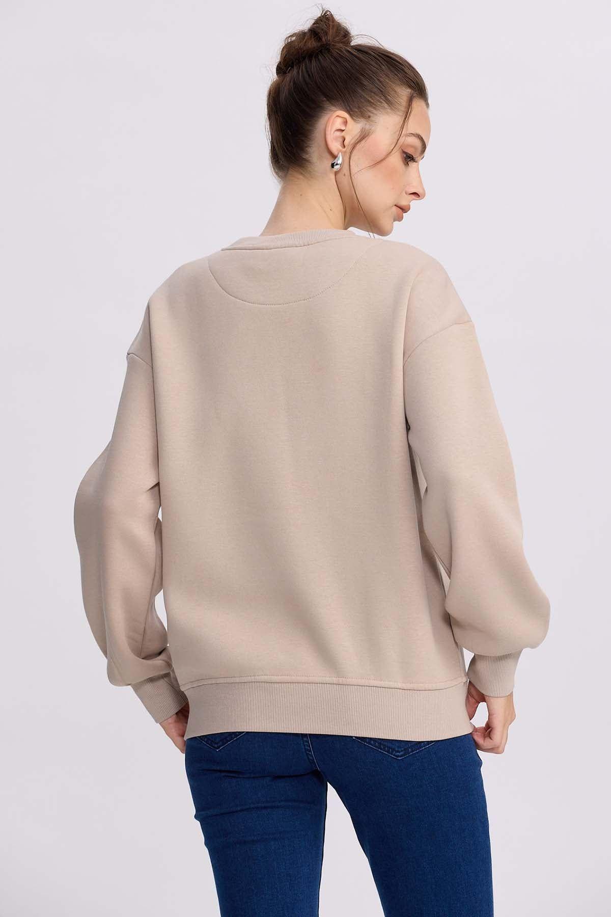 Polerón Mujer Print Beige-2