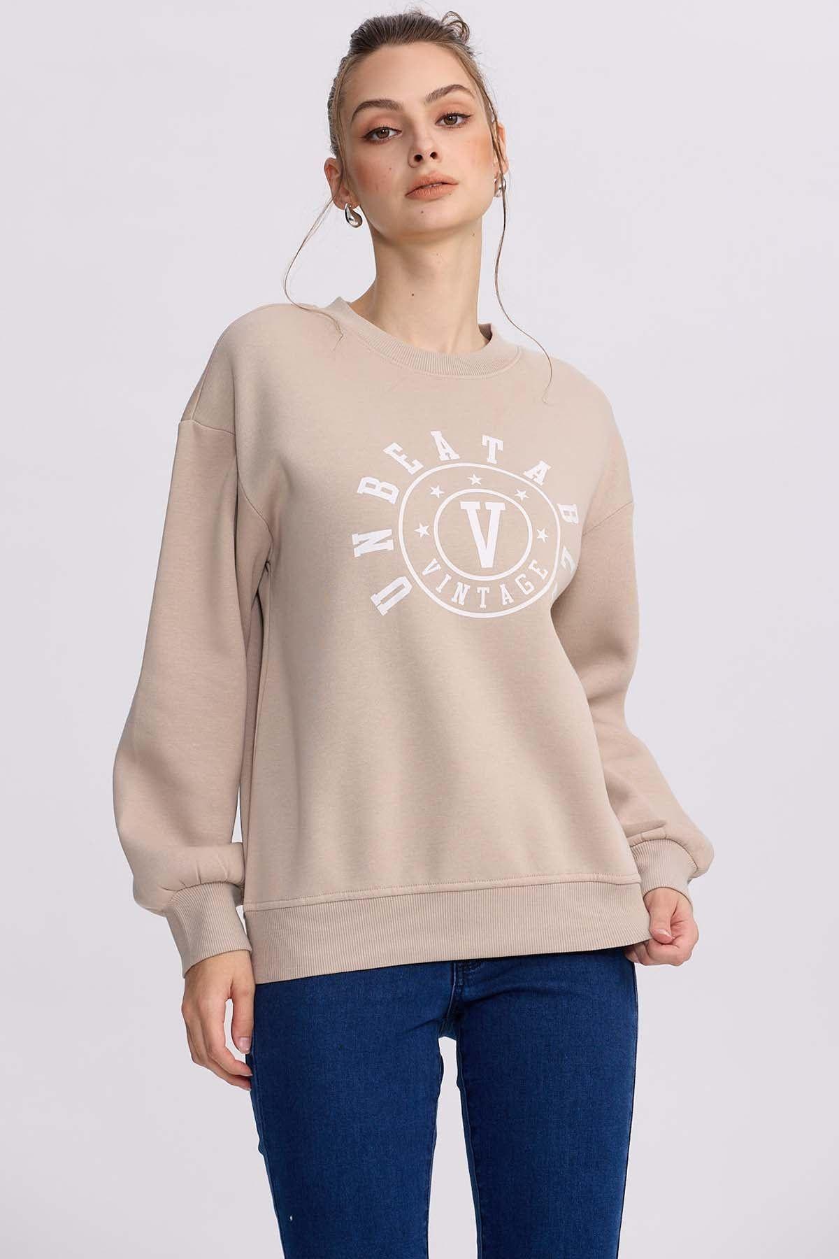 Polerón Mujer Print Beige-0