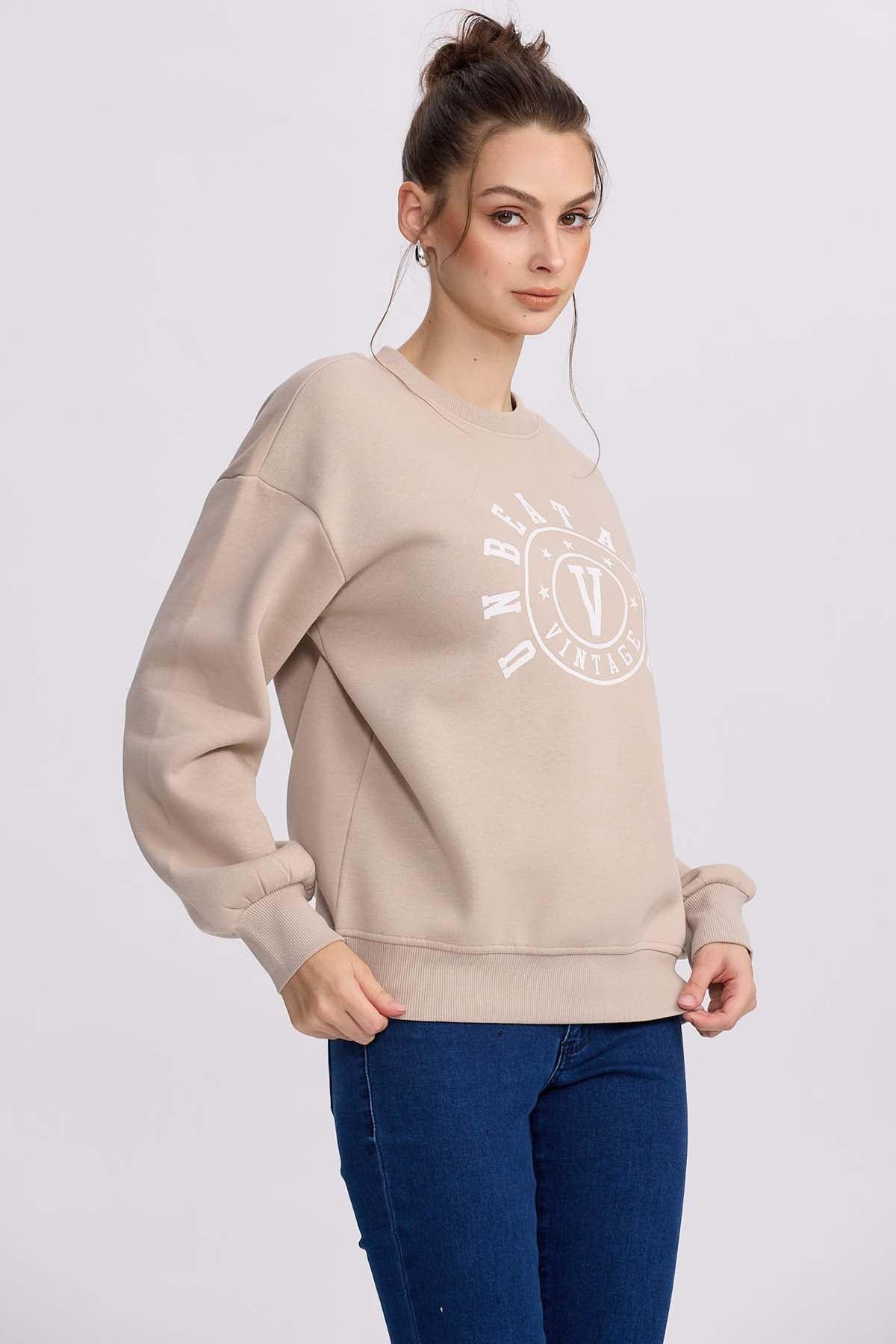 Polerón Mujer Print Beige-1