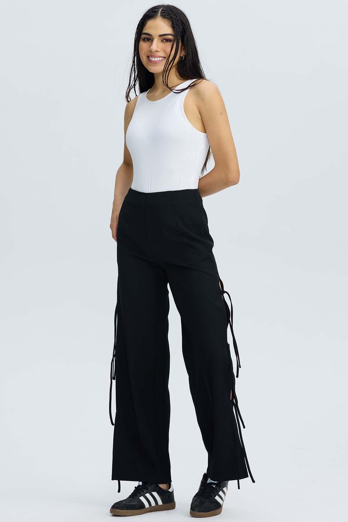 Pantalón Mujer Lacitos Negro-0