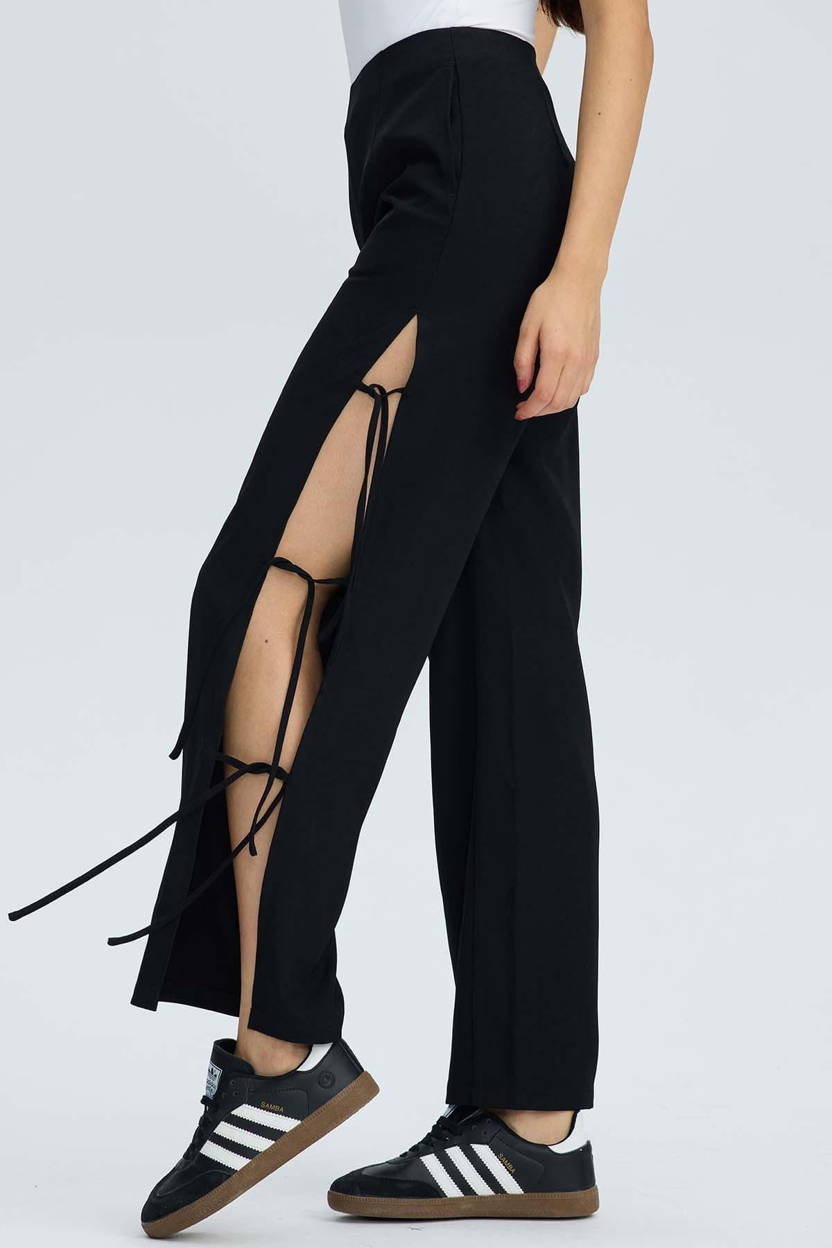 Pantalón Mujer Lacitos Negro-2