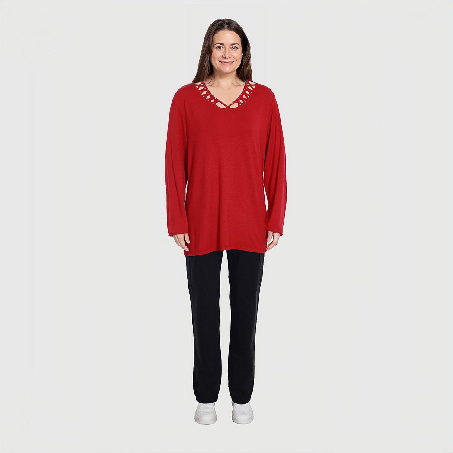 Polera Mujer Cuello Cruzado Rojo-2