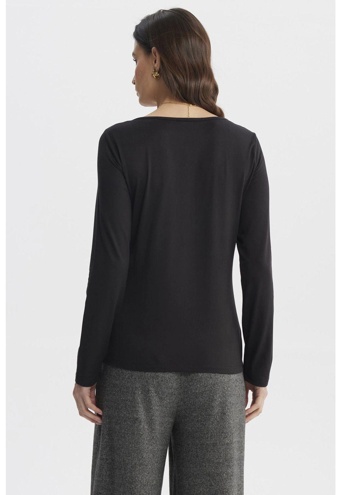 Polera Mujer Ajustado Cuello V Negro - ll-2