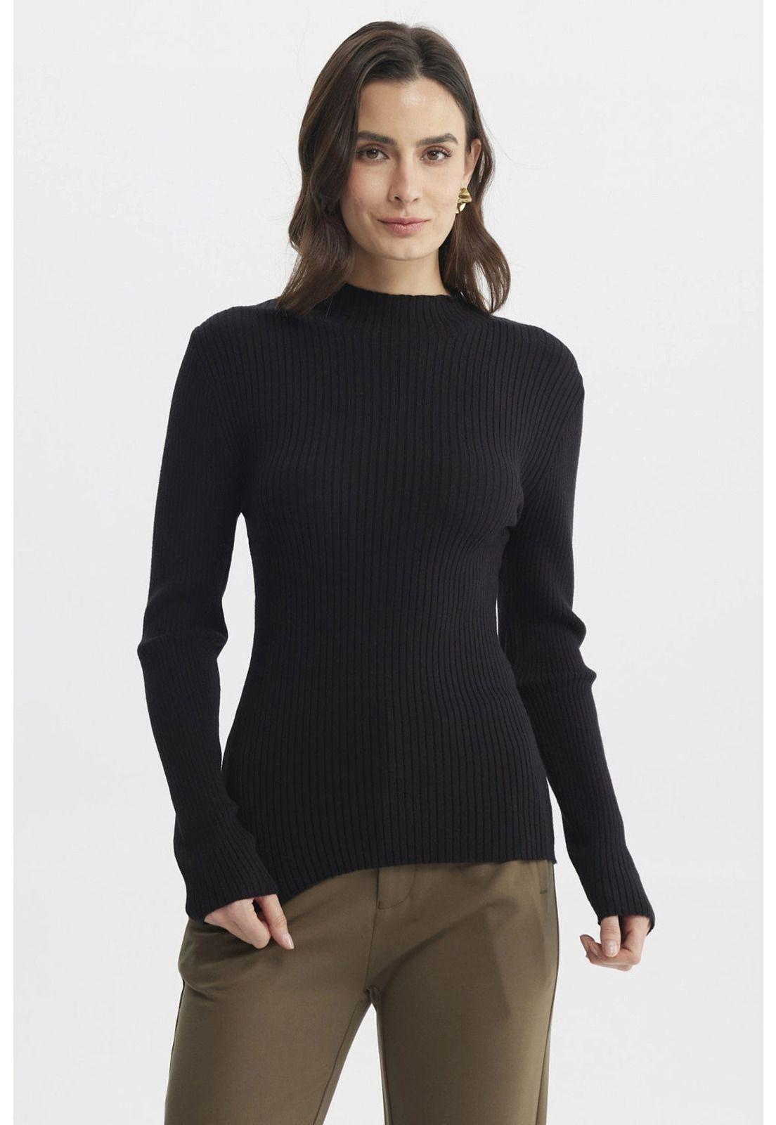 Sweater Mujer Ajustado Negro - lV-0