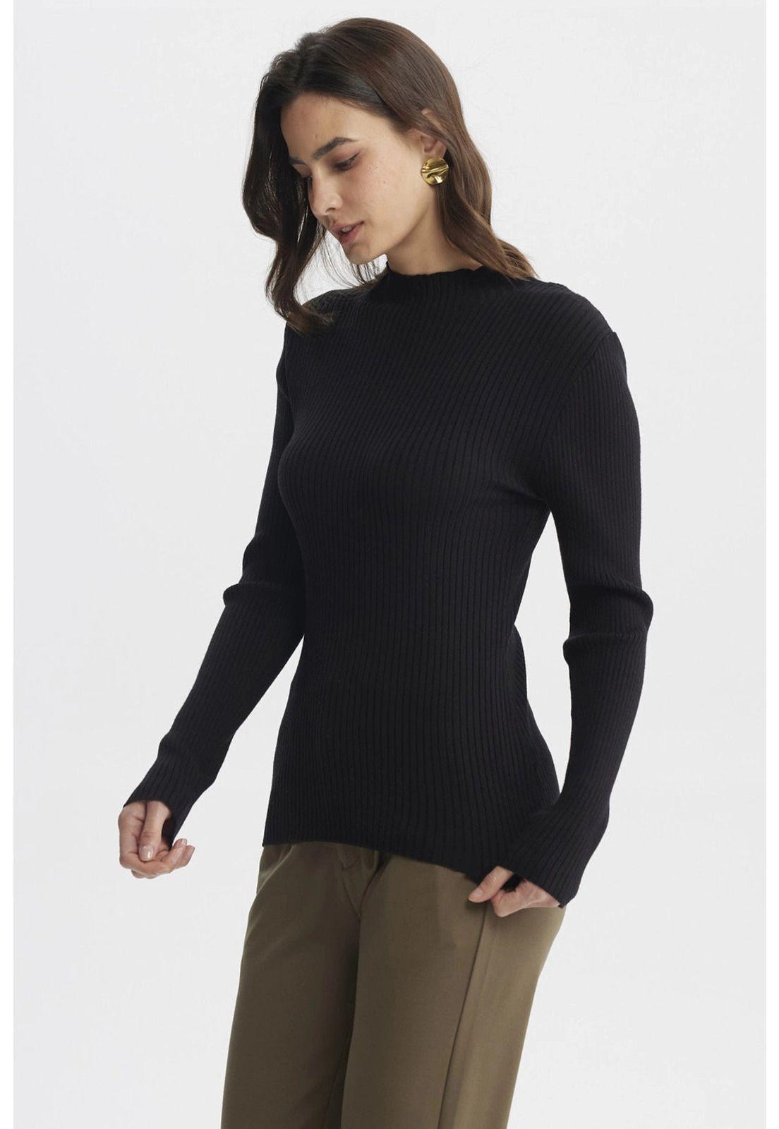Sweater Mujer Ajustado Negro - lV-1