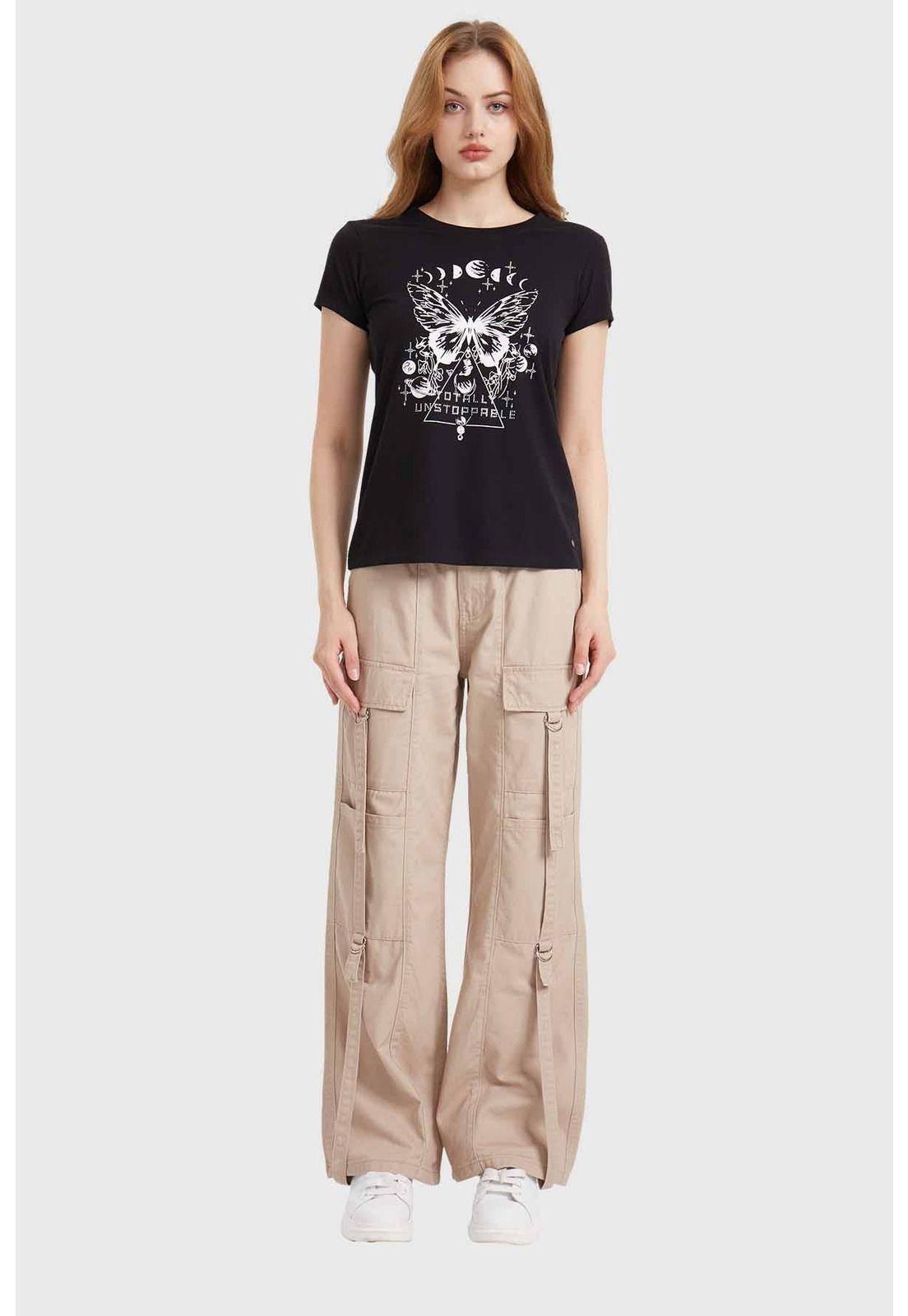 Polera Mujer Básica Print Negro-3
