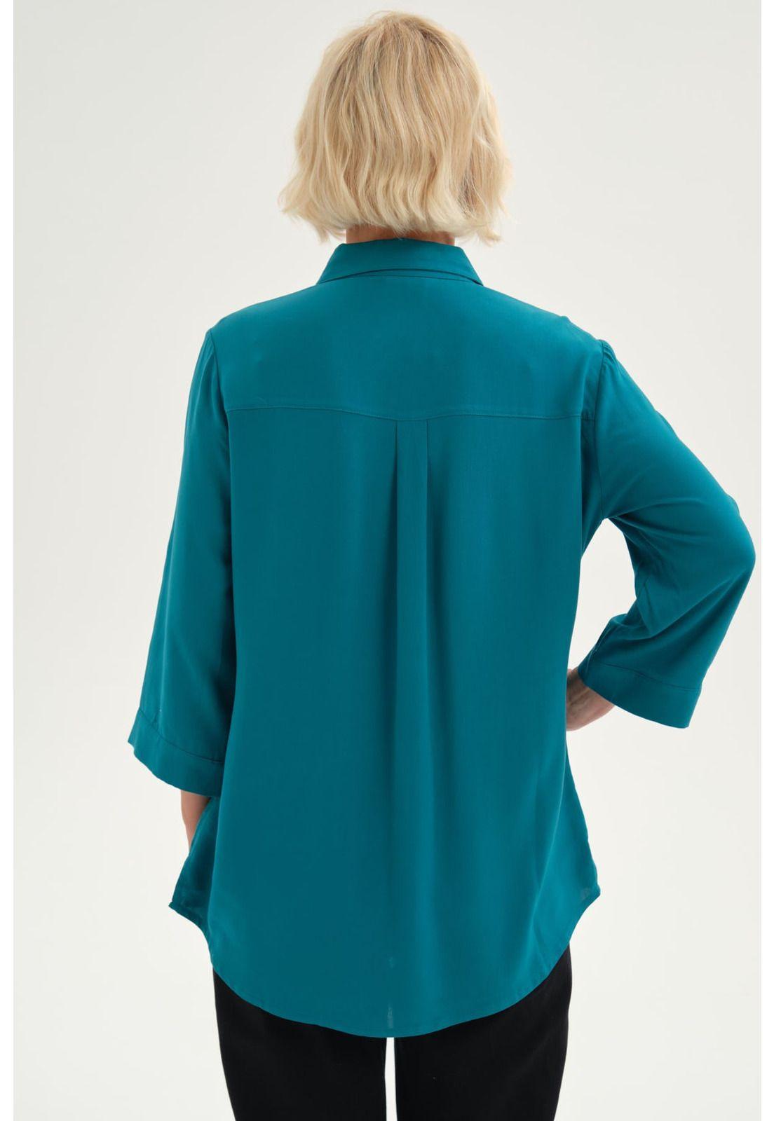 Blusa Mujer Abotonada Roll Up Turquesa-2