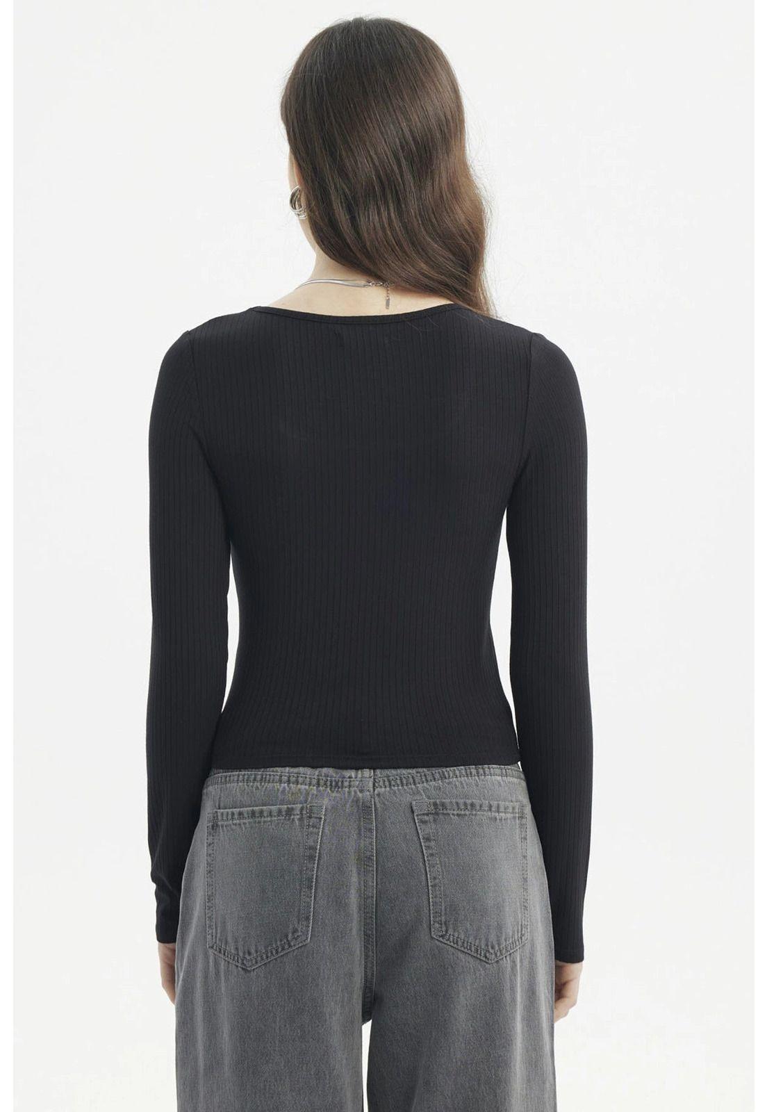 Polera Mujer Cuello Redondo Negro-2