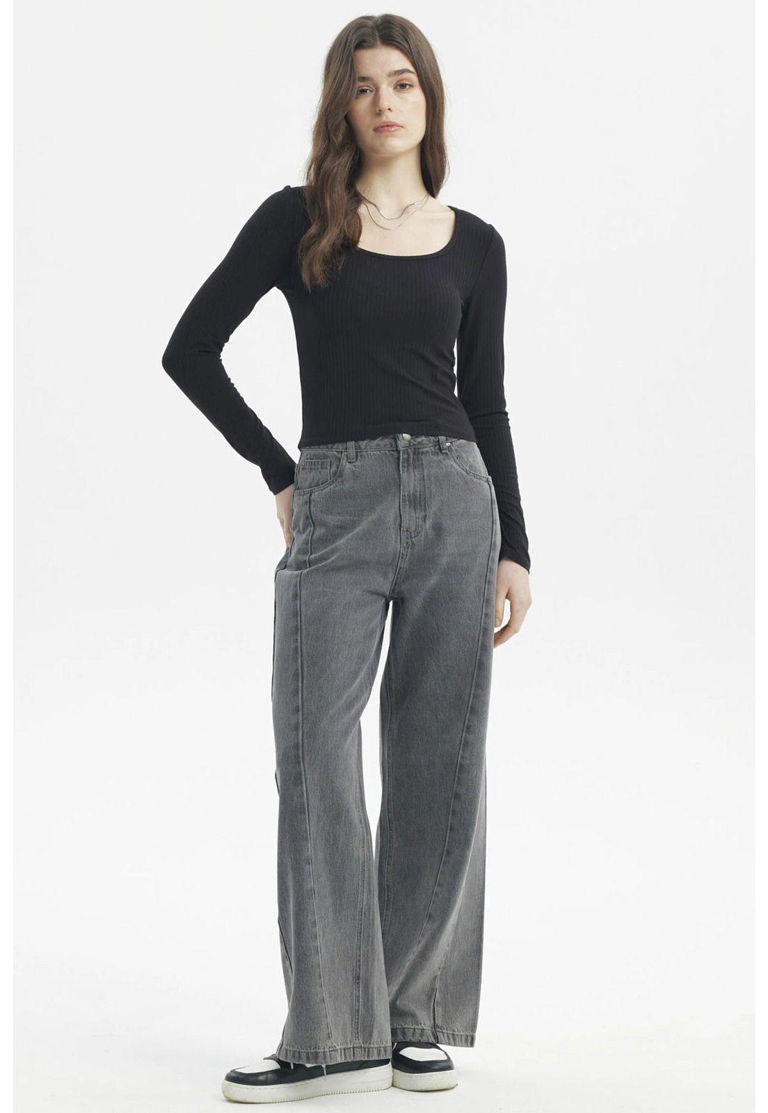 Polera Mujer Cuello Redondo Negro-3