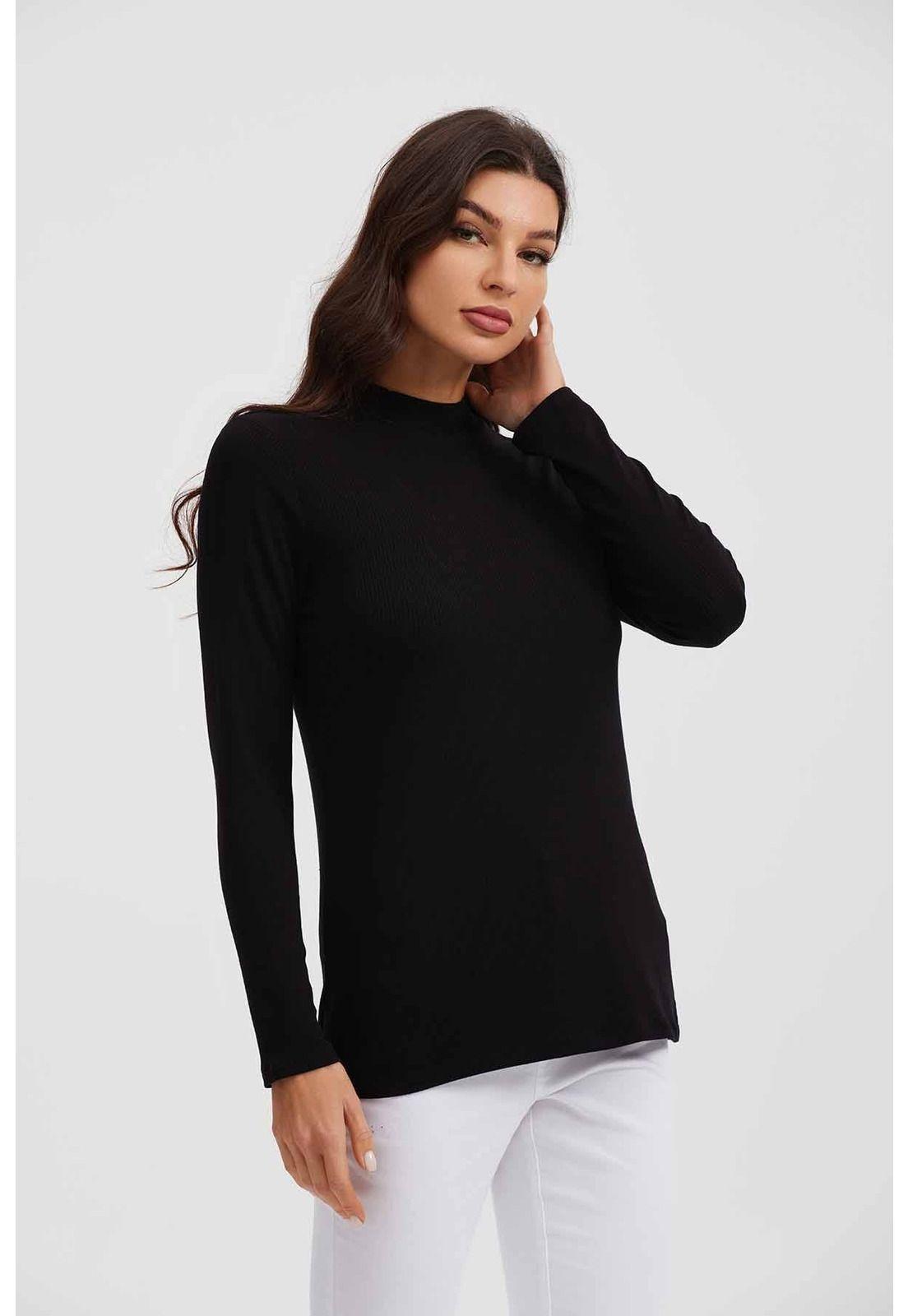 Polera Mujer Manga Larga Negro-1