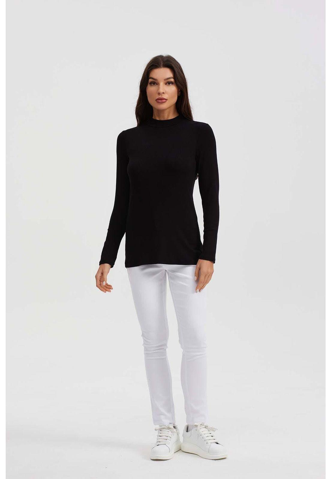 Polera Mujer Manga Larga Negro-3