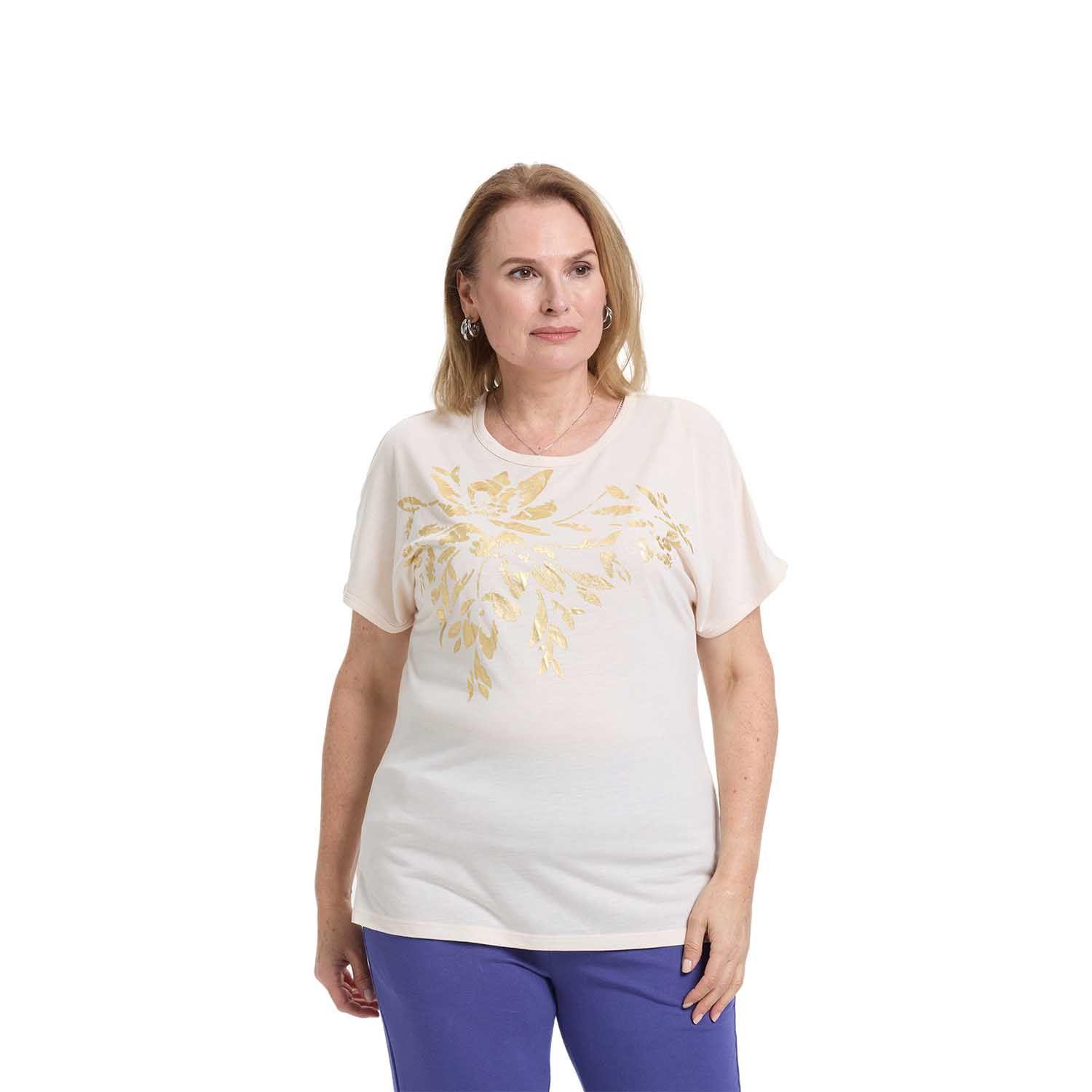 Polera Mujer Folia Dorada Arena Fashion's Park-0