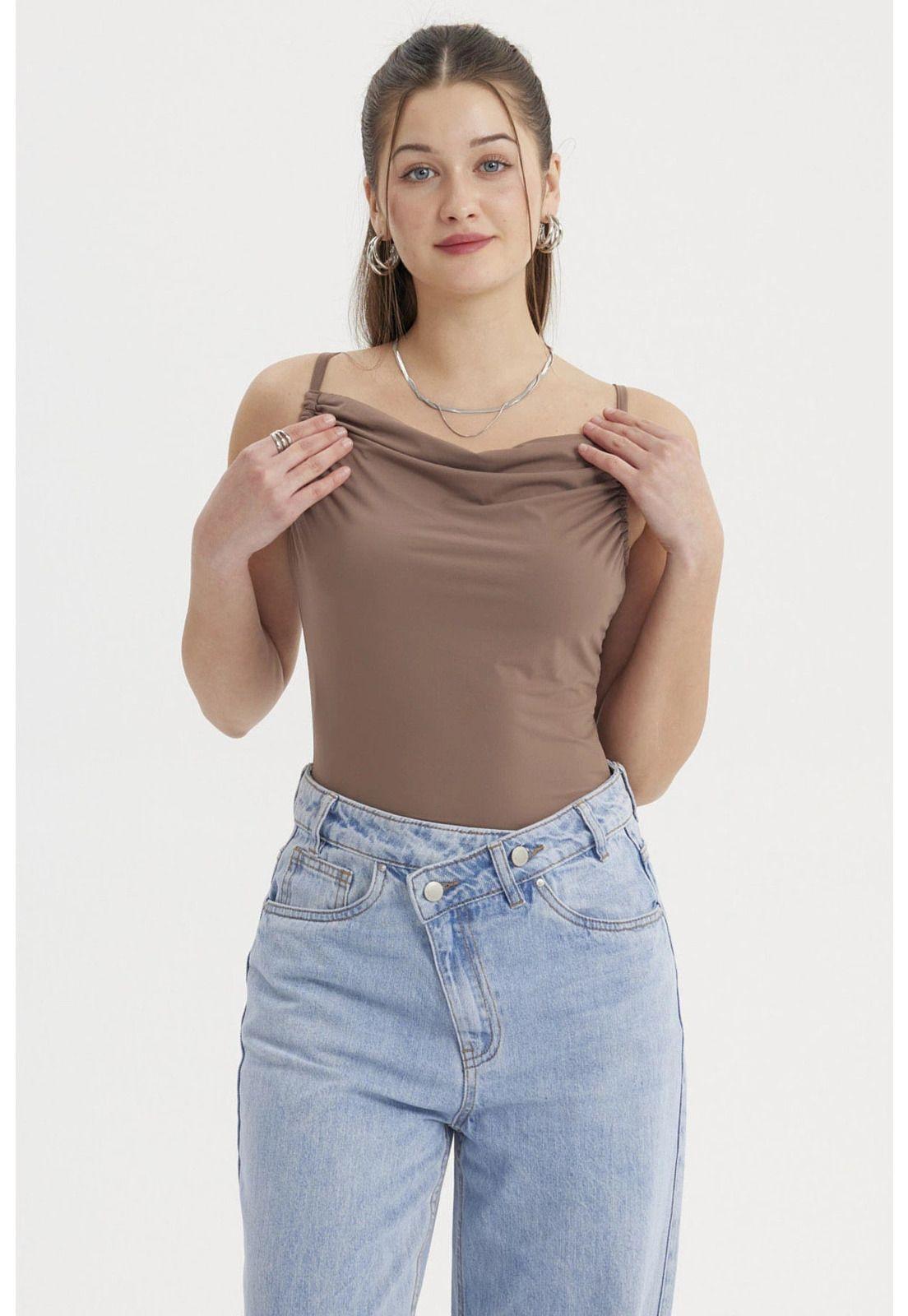 Peto Mujer Drapeado Ajustable Cafe-0
