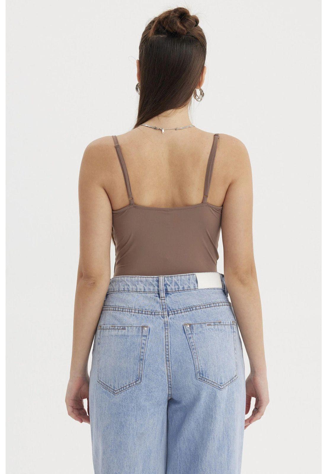 Peto Mujer Drapeado Ajustable Cafe-2